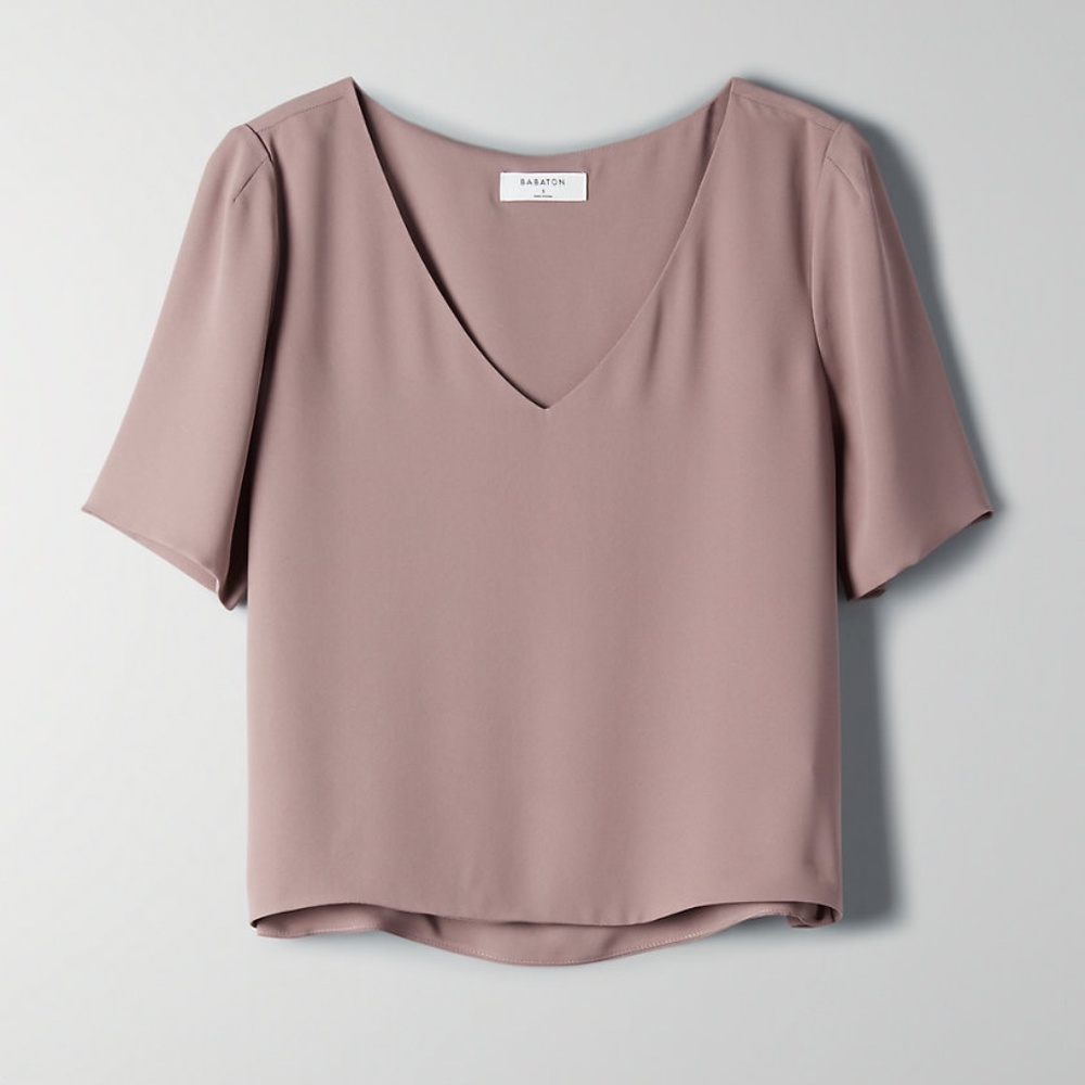 Aritzia Babaton Randy Blouse - Taupe/Pink, Size S